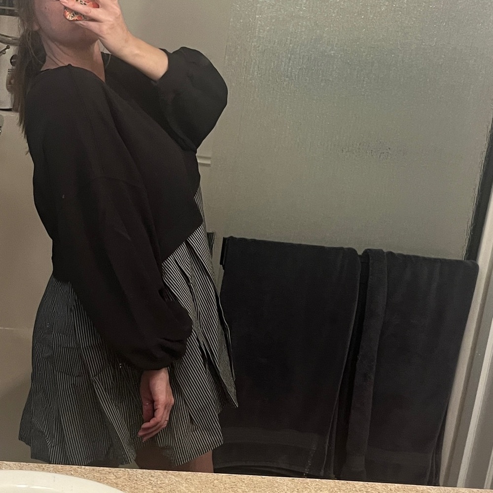 Free People Black and Gray Long Sleeve Dress - Picture 17 of 17
